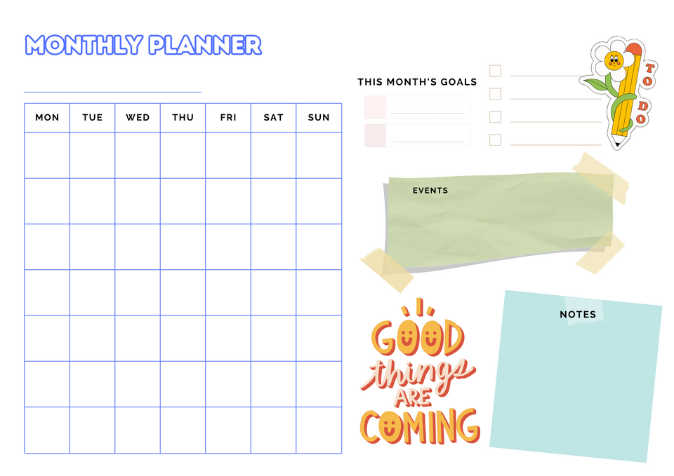 Cute Monthly planner